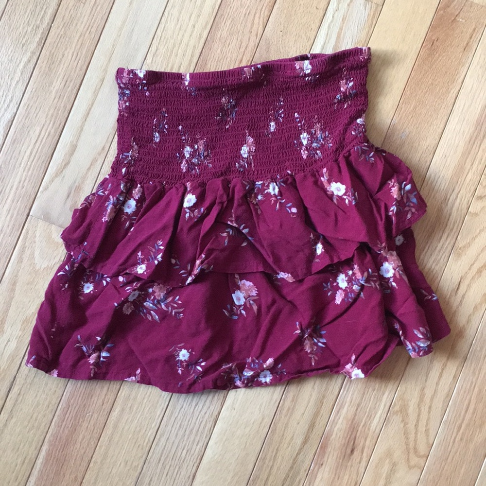 Strapless Floral Ruffle Top